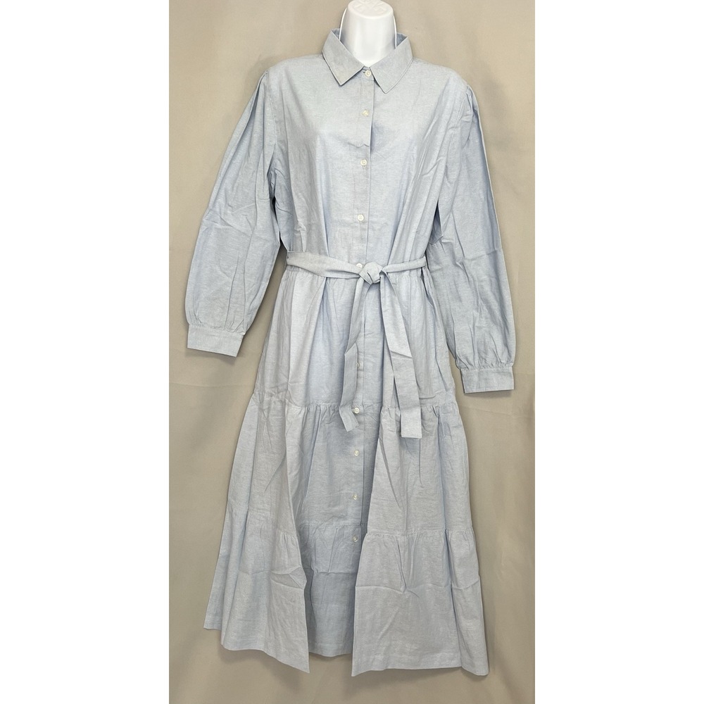 National Tiered Long Sleeve Boho M Tiered Cotton MIDI Dress Women's Pockets New
